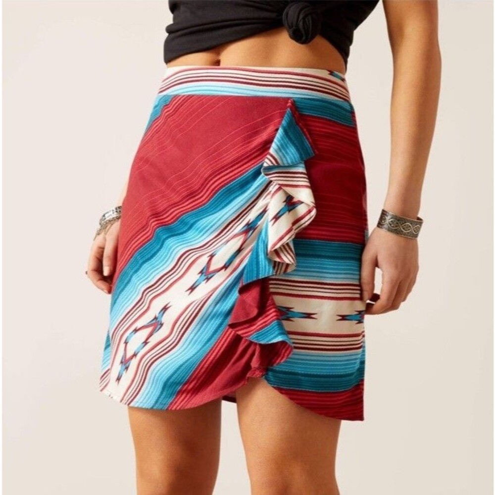 Ariat Adobe Canyon Mini Skirt Women’s 2 Ruffle Serape Print Navajo Aztec Western